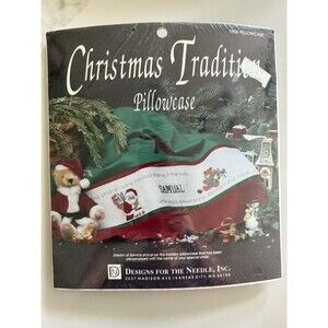 Christmas Tradition Pillow Case Cross Stitch Kit 1992 Vintage By Lois Thompson